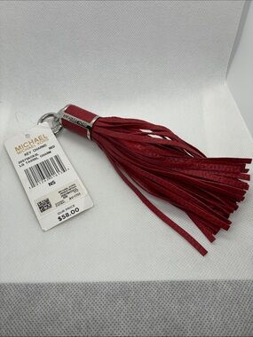 Michael Kors Burgundy Leather Tassel Key & Bag Charm
